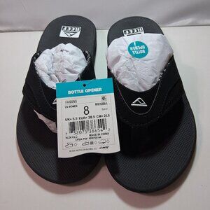 REEF FANNING Womens Slides Sandals Size 8 Black RF001626BLA Bottle Opener